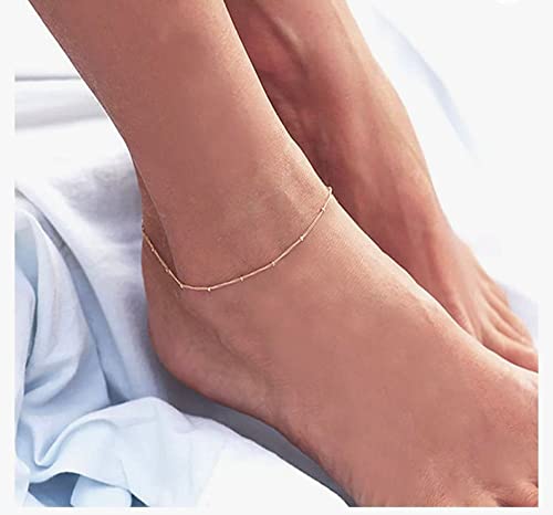 Image of DEARMAY Gold Anklets for Women Waterproof, Non Tarnish14K Gold Plated Ankle Bracelets Set Stack, Summer Beach Jewelry Gifts for Vacation, Bikini Outfits for Women Mom Her