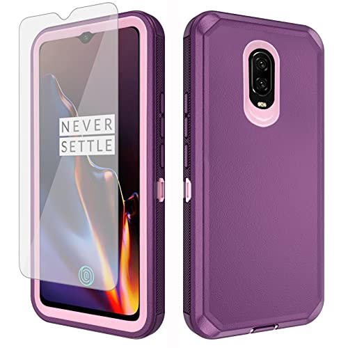 Phone Case for OnePlus 7 6T with Screen Protector and Cell Cover Hybrid Rugged Shockproof Hard Protective Accessories OnePlus6T A6013 OnePlus7 GM1900 One Plus6T 1+ Plus7 1 Plus 1plus T6 Purple
