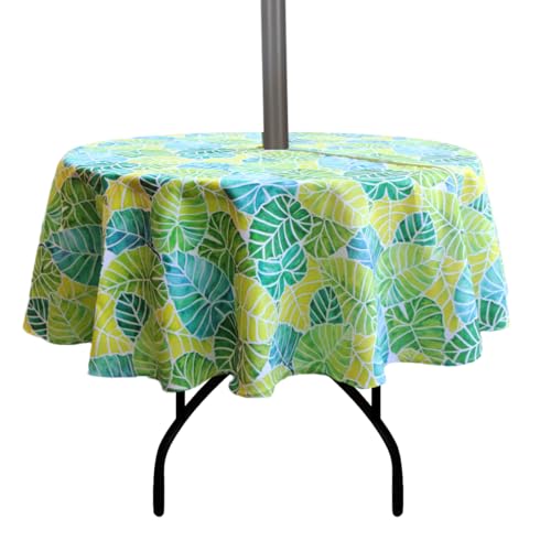 Image of EHouseHome Outdoor Indoor 70inch Round Tablecloth with Umbrella Hole and Zipper, Waterproof Zippered Patio Table Cloths, Spring /Summer Table Covers for Backyard Circular Table /BBQs /Picnic