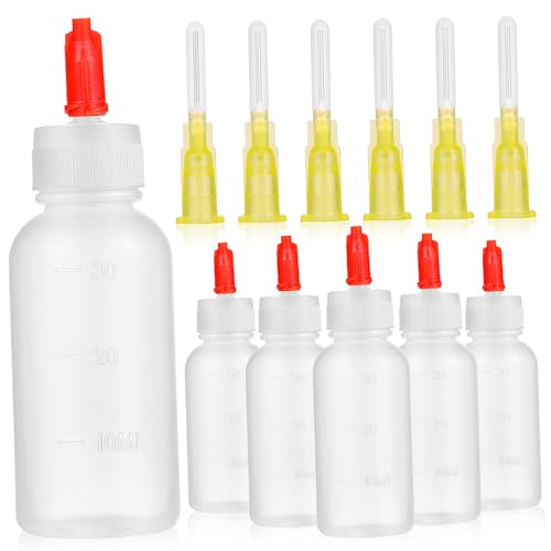EXAOMBLE Nadelspitze Kleber Applikator Flasche 30Ml Präzisions Squeeze Flasche Mit Skalierung Für Flüssigkeiten Dosierung Bastel Zubehör 6Er Set