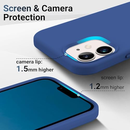 Image of DIZORO Microfiber Candy Case Compatible for iPhone 12 /iPhone 12 Pro 6.1 inch, Shockproof Slim Back Cover Liquid Silicone Case - Blue