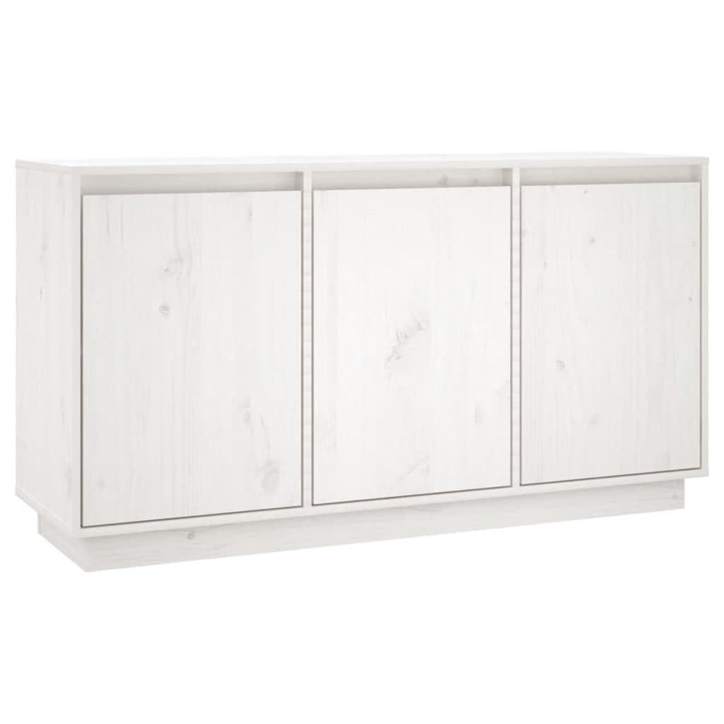 Aparador blanco de pino macizo de 111x34x60 cm con compartimentos