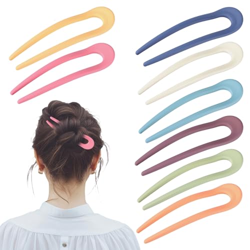 Lusofie 600931_1_XNGJBSNT 8 Pcs French Hair Pin U Shaped Hair Pins 4.5 Inch French Twist Hair Pin Acrylic French Pin cover