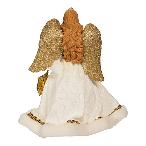 10-Inch Gold And White Jeweled Angel Tree Topper #TOP2