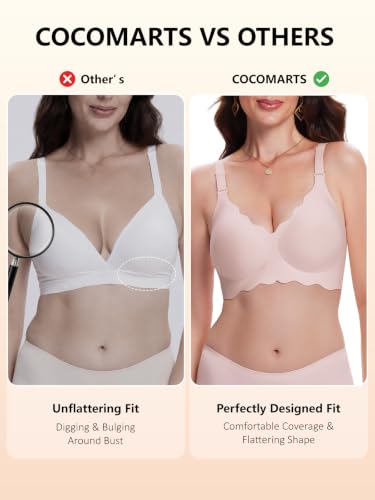 Image of COCOMARTS Jelly Bras for Women No Underwire Scalloped Wireless Push Up Bra