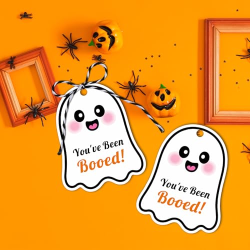 Etiquetas de feliz Halloween ghost boo con cuerda para bolsas de golosinas y regalos 4