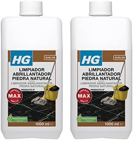 HG Limpiador Abrillantador uso Diario, Restaura el Brillo de la Piedra Natural y el Mármol, Aroma Fresco - 1 litro (221100130) (Paquete de 2)