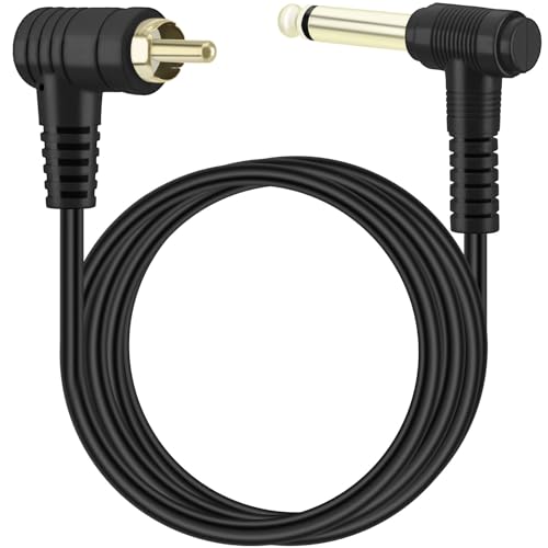 Cable adaptador 6.6 ft 1/4" a RCA ángulo 90° miniatura 3