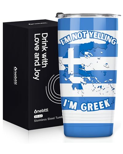 Onebttl Greek Gifts for Men and Women, Gifts on Greek National Day, Birthday and Christmas, 20 oz Insulated Stainless Steel Tumbler - I'M GREEK