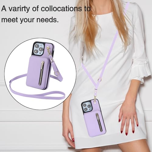 Housse en cuir iPhone 14 Pro Max finition premium violet avec rangements