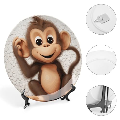 Plato decorativo Cute Monkey 6 pulgadas de cerámica miniatura 4