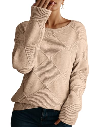 Dokotoo Women's Crew Neck Long Sleeve Sweaters 2025 Fall Winter Chunky Warm Pullover Tops Trendy Casual Outfits