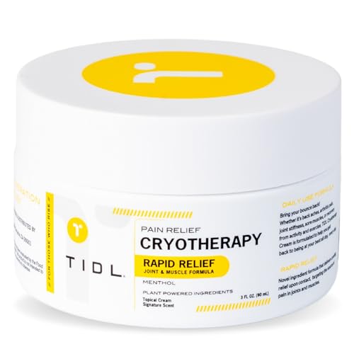 TIDL Cryotherapy Pain Relief Cream, 3 Oz, Targeted Neck Pain, Joint & Muscle Pain Relief with Organic, Plant-Based Menthol, Instant Cooling for Sport & Post Workout Full Body Recovery