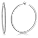 Gem Stone King 925 Sterling Silver Inside Out Hoop Earrings Women's Pave Round White Cubic Zirconia CZ (1.50 Cttw, 2.00 Inch = 52MM)
