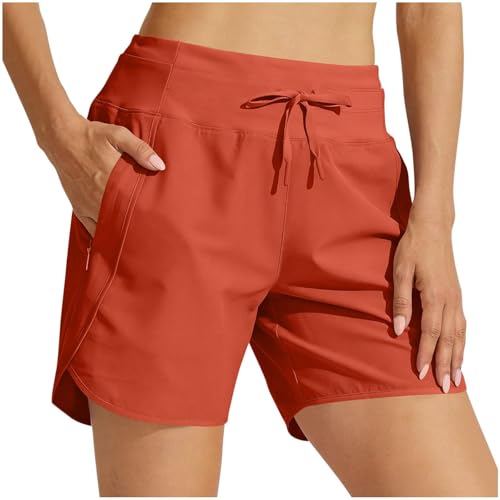 Short de course court pour femme taille haute fluide et ample avec poches latérales pour l'été
