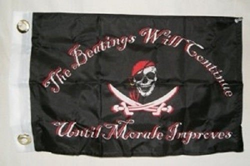 usep The Beatings Will Continue Until Morale Improves Pirate Flag 12x18 Boat Flag