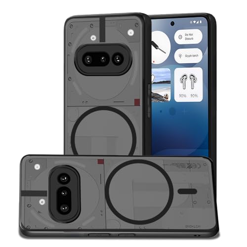 Image of AESTMO Nothing Phone 3A 5G Back Cover | 360 Protection | Matte Frosted Hard Back Translucent | Compatible with MagSafe Accessories for Nothing Phone 3A 5G (Smoke Black Matte PC+Black TPU Bumber)
