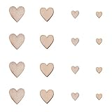 KitBeads 100pcs Random Unfinished Heart Shaped Wood Ornaments Valentine Love Wooden Heart Cutouts Un