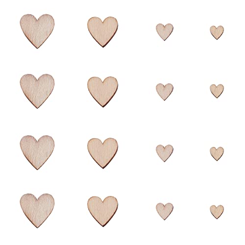 Kitbeads 100Pcs Random Unfinished Heart Shaped Wood Ornaments Valentine Love Wooden Heart Cutouts Unpainted Heart Wood Embellishments For Crafts Diy #TOP18