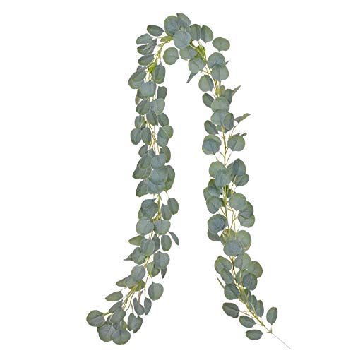 Artiflr 6 ft Artificial Eucalyptus Garland Faux Silk Eucalyptus Leaves Vines Handmade Garland Greenery Wedding Backdrop Arch Wall Decor