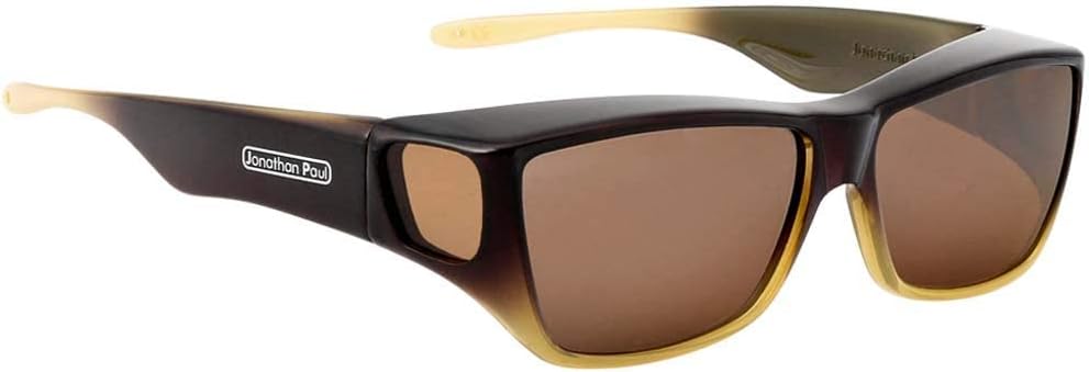 Jonathan Paul Traveler Polarized Fitover Sunglasses in Brown Tan Ombre with Amber Lenses