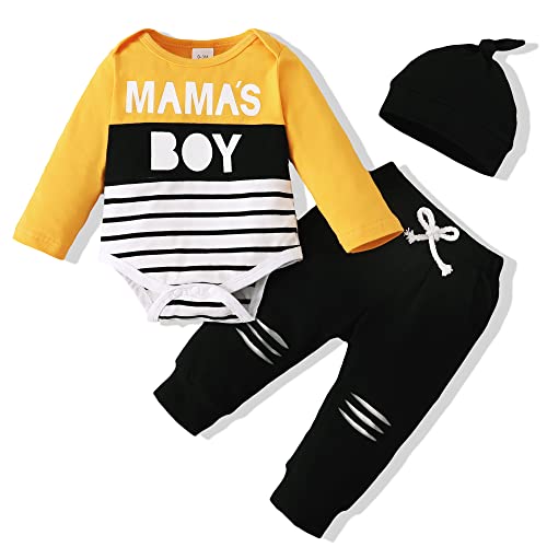 Image of Renotemy Newborn Baby Boy Clothes Outfits Infant Boy Letter Print Romper Pants Clothing Set