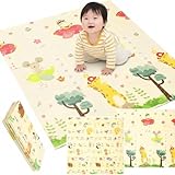 life_mart プレイマット 赤ちゃん 大判 【 折りたたみ式 147×178cm リバーシブル 床暖OK 】 低ホルムアルデヒド 防水 防音 ベビーマット すべり止め かわいい アニマル柄 一枚タイプ