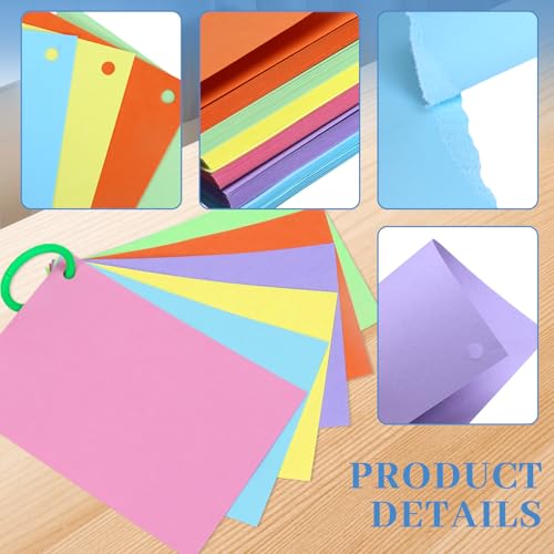 Tecmisse 156 cartões coloridos com anel, fichas pautadas, 10 x 15 cm, cartões de notas, para escritó