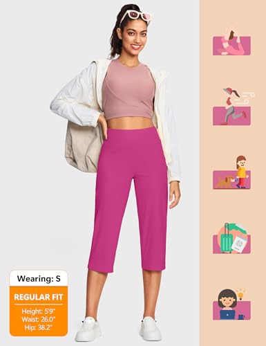 Image of ISEEGZ 15 inch / 18 inch / 21 inch / 25 inch Capri Pants for Women High Waist with Pockets Women's Capris Workout Yoga Pants Loose Straight Leg