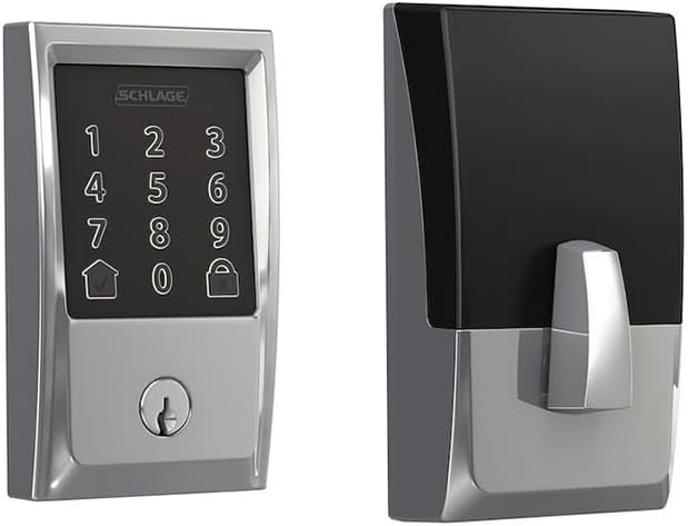 Schlage Residential BE489WBCCEN625 Century Encode Smart WiFi Deadbolt with 12351 Latch and 10116 Strike Bright Chrome Finish