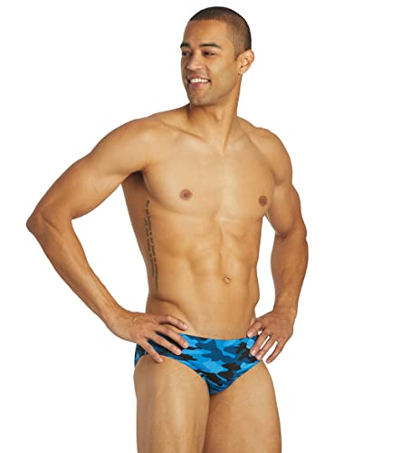 Sporti Hydrolast Men's Camo Water Polo Brief - Blue Multi - 34 #TOP2