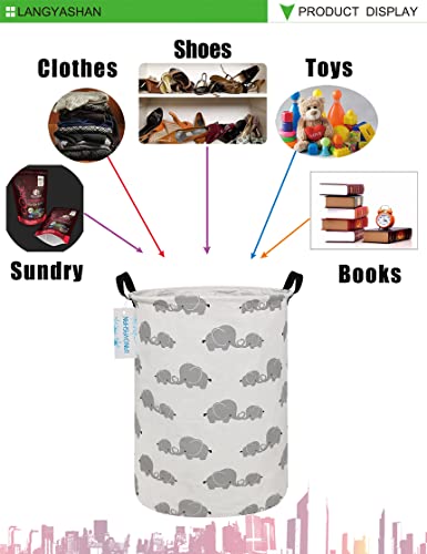Langyashan Storage Bin, Canvas Fabric Collapsible Organizer Basket For Laundry Hamper,Toy Bins,Gift Baskets, Bedroom, Clothes,Baby Nursery (Full Love Elephant) #TOP4