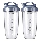 2 Pack Replacement Parts Upgrade 32OZ Cups with Replacement Flip-Top to-go-Lid and Rubber Gaskets Set Compatible with NutriBullet 600w/900W Blender Accessories