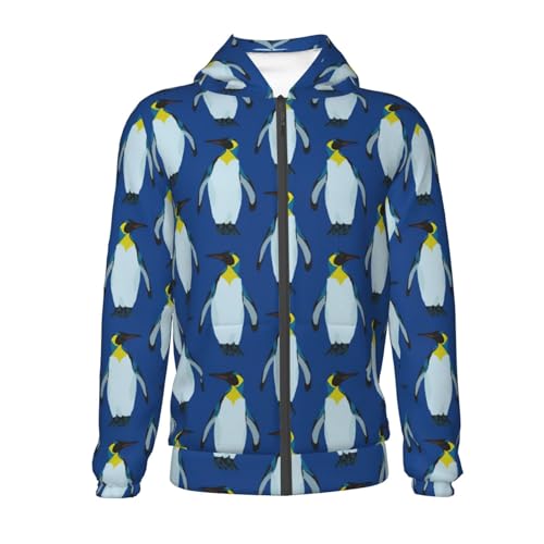 Beautiful King Penguin Pattern Kids Pullover Hoodies Boys Zip Up Sweatshirts Girls Athletic Clothes with Pocket2