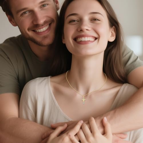 14K Real Gold Cross Necklace for Women 14k Yellow Gold Cross Pendant Necklace Cross Religious Jewelry Gifts for Women3