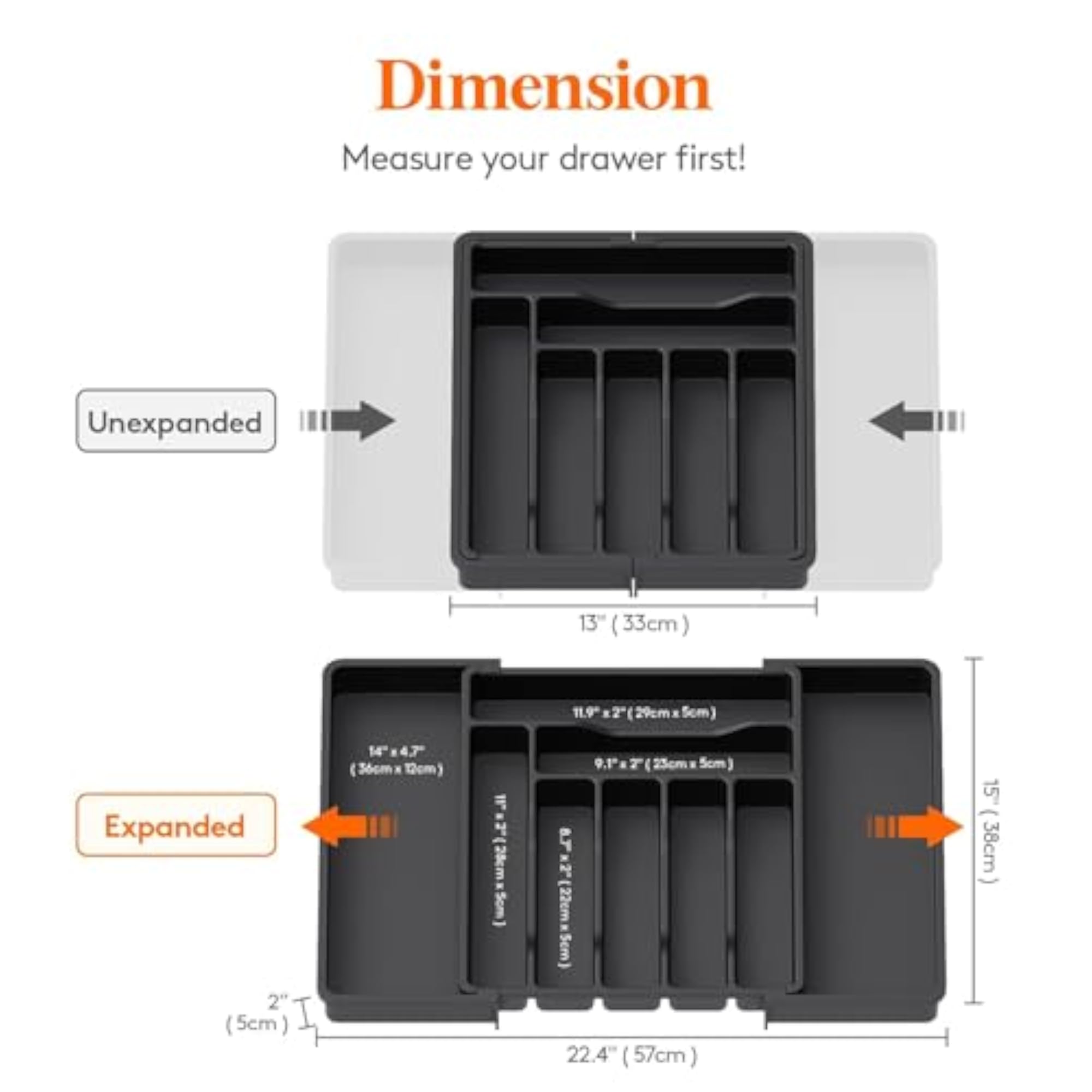 Expandable Kitchen Drawer Organizer Cutlery Tray