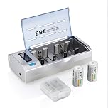 LCD Universal Battery Charger with 5000mAh Rechargeable C Batteries 4 Pack
