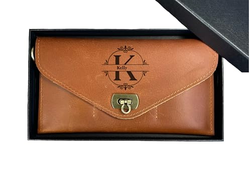 Monogram Leather Wallet,Custom Birthday Gifts For Women,Mom To Grandma Gifts,Brown Wallets For Women,Perfect Christmas Gift Idea