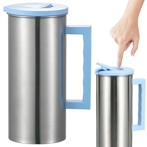 Pichet isotherme, carafe à café 1, 8 L/63 oz Pichet thermique en acier inoxydable avec couvercle et longue poignée Carafe à thé incassable portable pour liquides chauds/froids