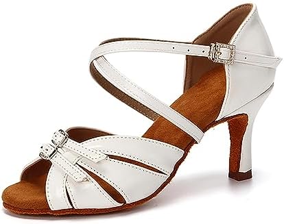 Rosefinch Vrouwen Latin Dance Schoenen Ballroom Salsa Performance Strass Dansschoenen Bruiloft Party 5/7cm Hak, Zwart 5 cm hak, 37 EU