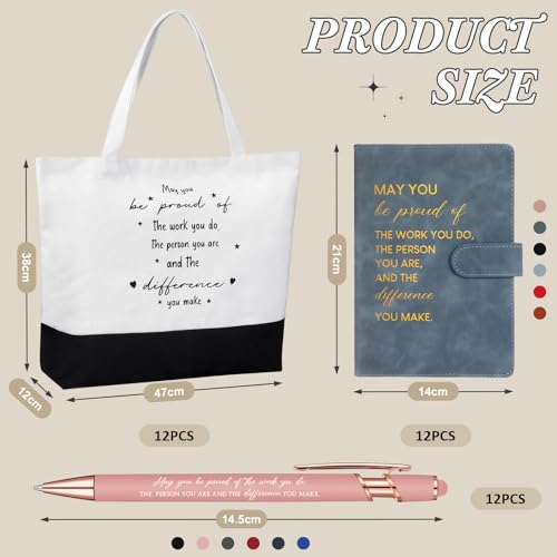 Image of Paterr Appreciation Gifts Thank You Gifts for Employee Coworker May You Be Proud of the Work You Do Include Canvas Tote Bags Leather Notebook Journal and Pens Office Teamwork (Chic Colors,12 Sets)