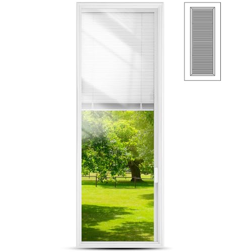 Pushglossy Entry Door Glass Insert White Exterior Front Door Window Inserts Replacement Kit for Home Improvement(Raised Frame 22 X 64)