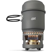 Esbit CS985HA 5-Piece Lightweight Trekking Cook Set with Brass Alcohol Burner Stove