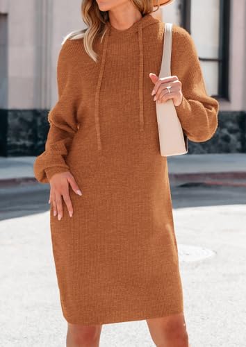 PRETTYGARDEN Womens Fall Sweater Dress Casual Long Sleeve Chunky Knit Pullover Oversized Hoodie Tunic Sweaters Winter Clothes