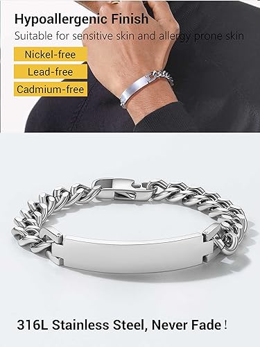Prosteel PSH2524G Mens Bracelet Stainless Steel Men Cuban Link Hand Chain Custom Engrave Customize Id Bracelets thumb #4