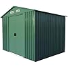 Casetta Da Giardino In Metallo Verde 194x121x181 Cm - Tetto A Una Falda, Porte Scorrevoli - Foto 7