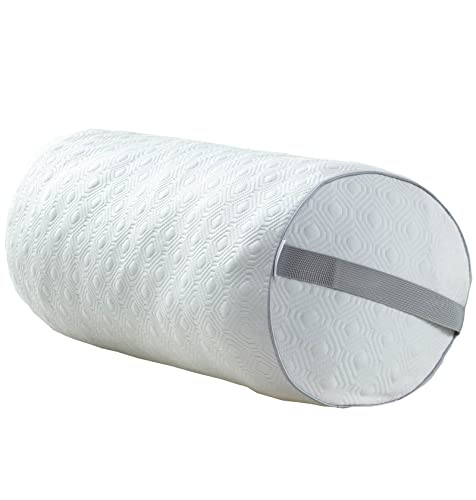 Kingnex Roll-Nackenrolle, unter den Knien zum Schlafen auf dem Rücken, kühles Gel-infundiertes Memory-Schaumstoff-Einsatz mit abnehmbarem Bambusbezug, 45.7x15.2 cm Cover