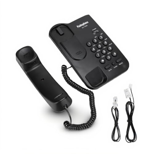 Bindpo Festnetztelefon, festes schnurgebundenes Telefon Wandtelefon mit Stumm- / Wahlwiederholungs- / Blitzfunktion für Zuhause, Büro, Hotel(Schwarz)