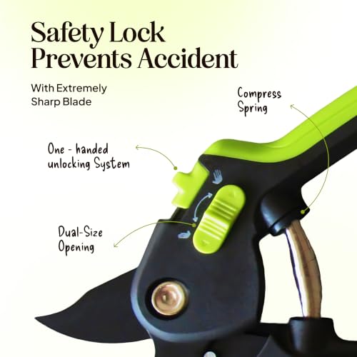 Image of Ultra Sharp Pruning Shears Hedge Clipper - Cuts 3X Easier, Dual-Size Opening, Weak Hand Arthritis Clippers, Rust-Resistant Pruner, Effortlessly Cuts