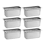 BIEAMA 6 Pack Hotel Pans, 1/3 Size 6" Deep, NSF, Commercial Stainless Steel Pan, Steam Table Pan, Ca
